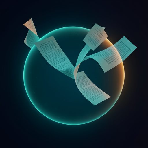 Documents flowing into a glowing knowledge core