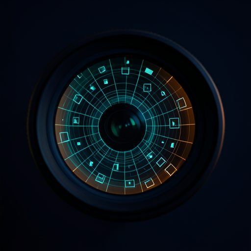 Camera lens with detection grid overlay